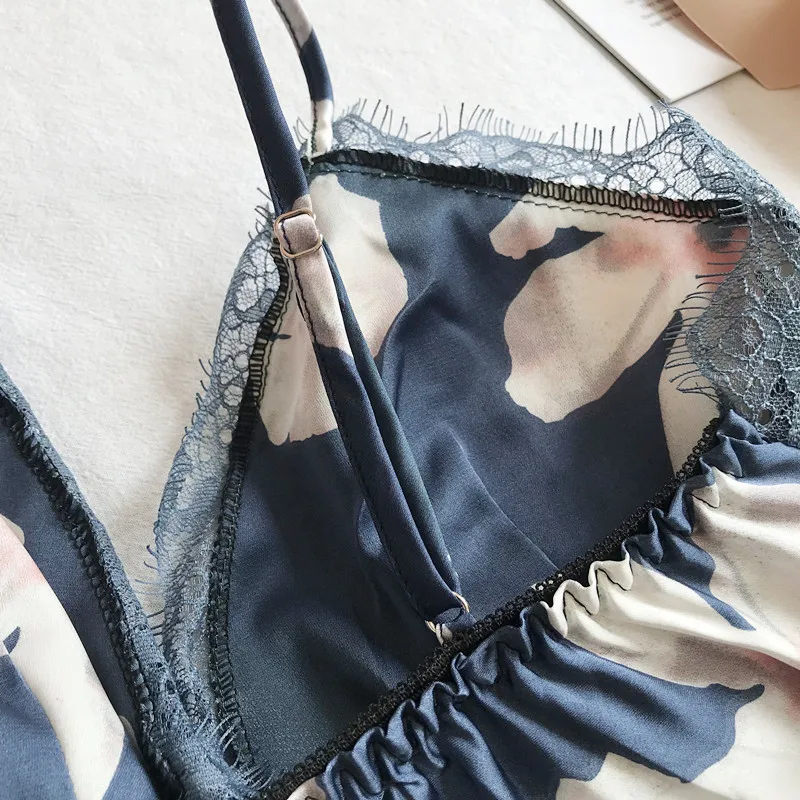 2019 Для женщин халат и Свободная Домашняя и трусики, сексуальные кружевные комплекты Пижама с коротким рукавом женские одежда для сна