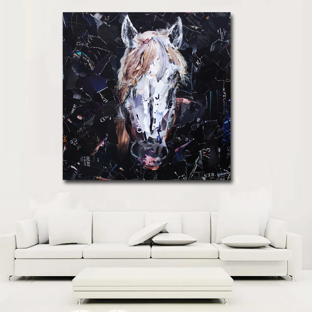 

Abstract Art Prints Painting Abstract Horse Head Pictures Wall Art Animal Printed Painting For Living Room Wall Decor