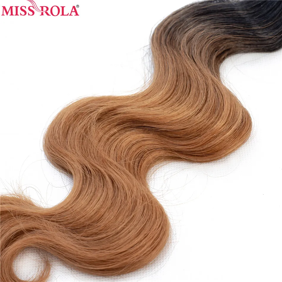 Miss Rola, Омбре, пряди волос, синтетические волосы для наращивания, объемные волнистые пряди, T1B-27, 6 шт., 18-22 дюйма, волосы для наращивания, застежка