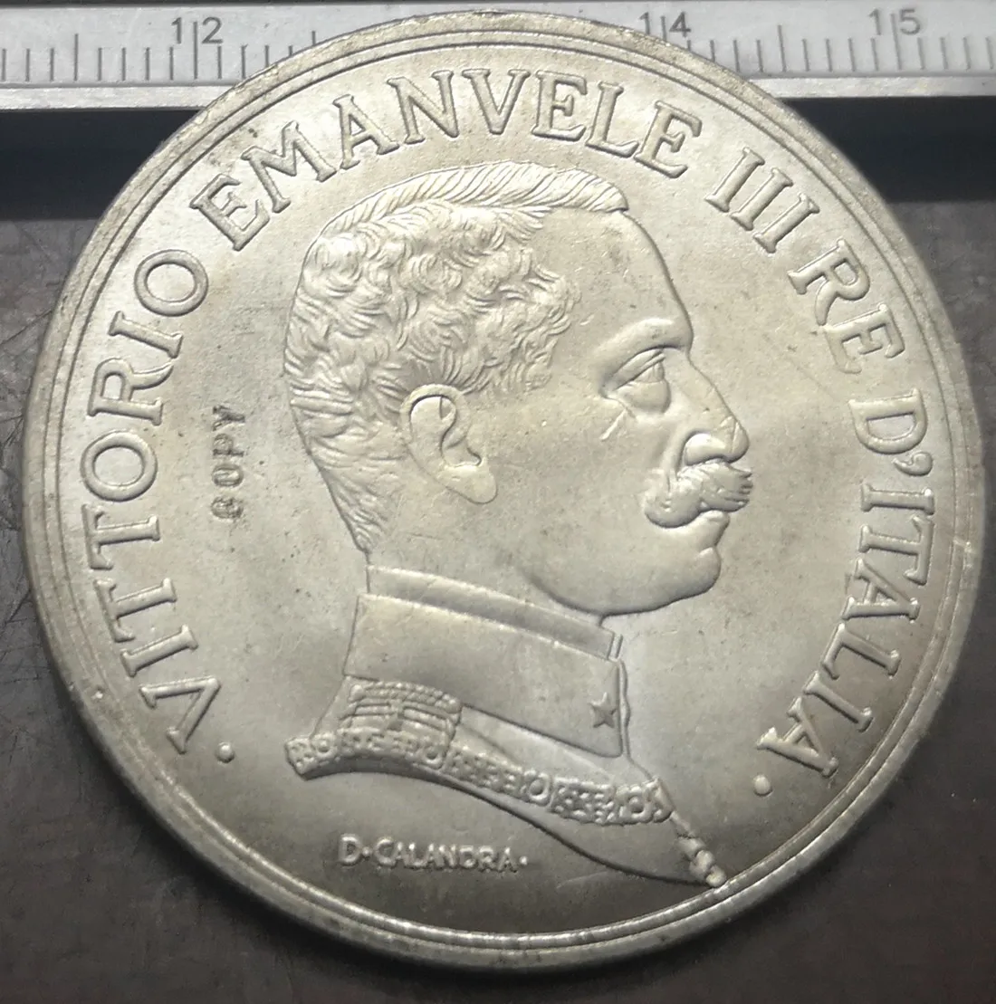 1914 Италия 5 Lire-Vittorio Emanuele III Посеребренная монета(тип 3