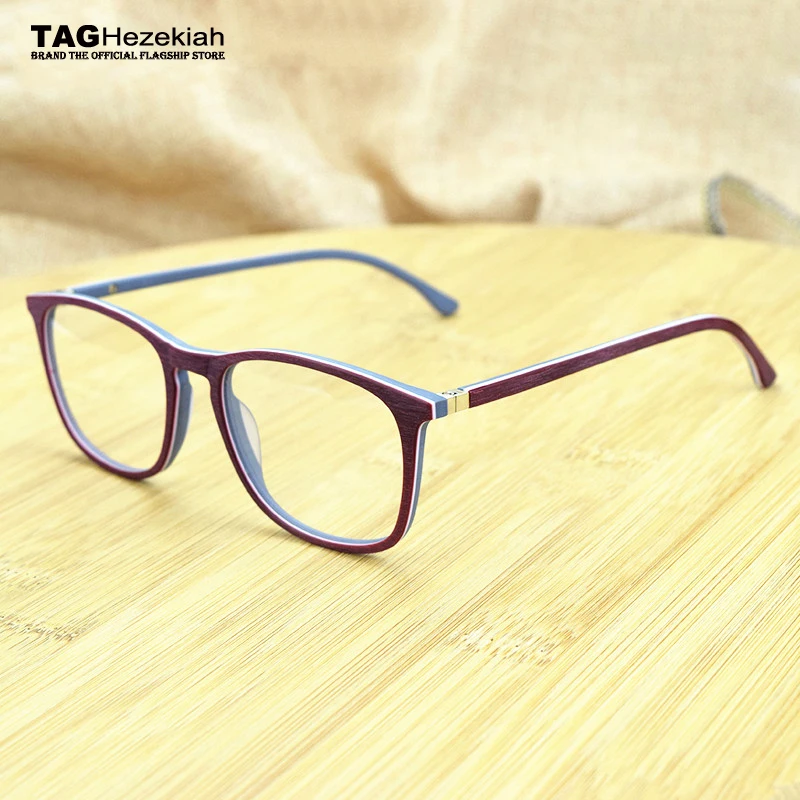 

2017 TAG Hezekiah retro brand glasses frame Imitation wood myopia computer optical frame eyeglasses women men oculos de grau