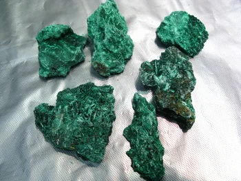 

6 Very Rare Feather /Fibrous Green Malachite Crystal Mineral Specimen