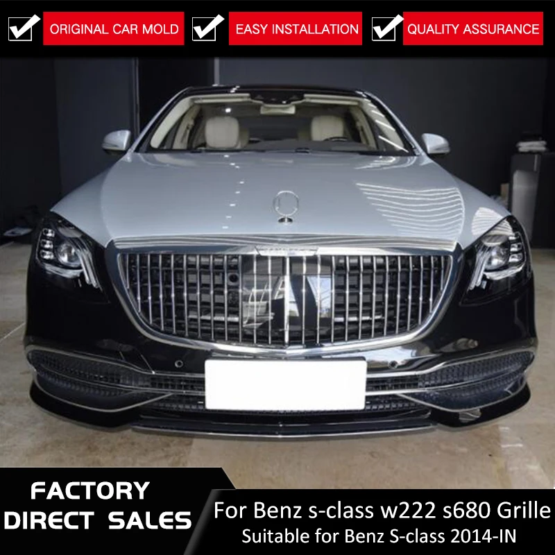 

ABS Front Middle Grille Racing Grills For Mercedes Benz S-Class w222 S680 Tunning To Maybach Style 2019