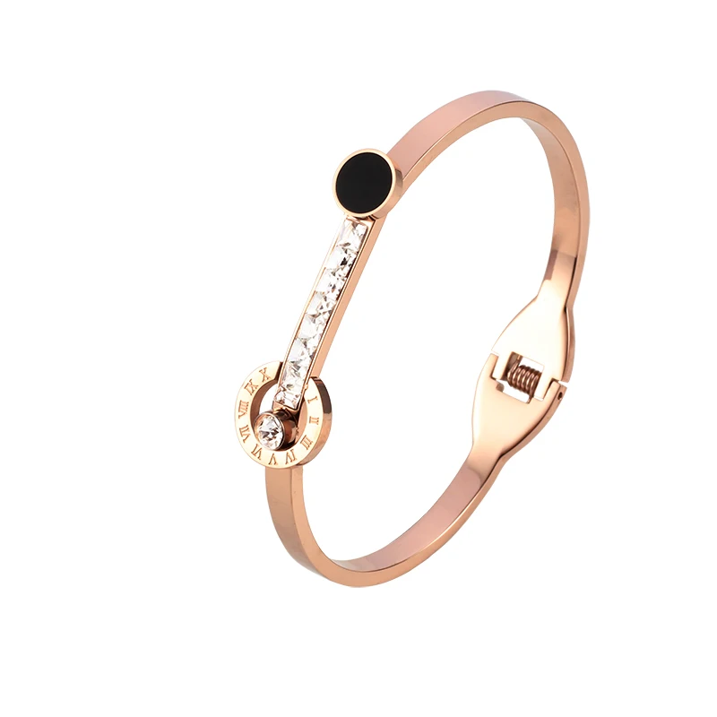 

2019 Fashion 316 Stainless Steel Rose Gold Spring Bangle Bracelets Nickel Free Jewelry for Women Gift
