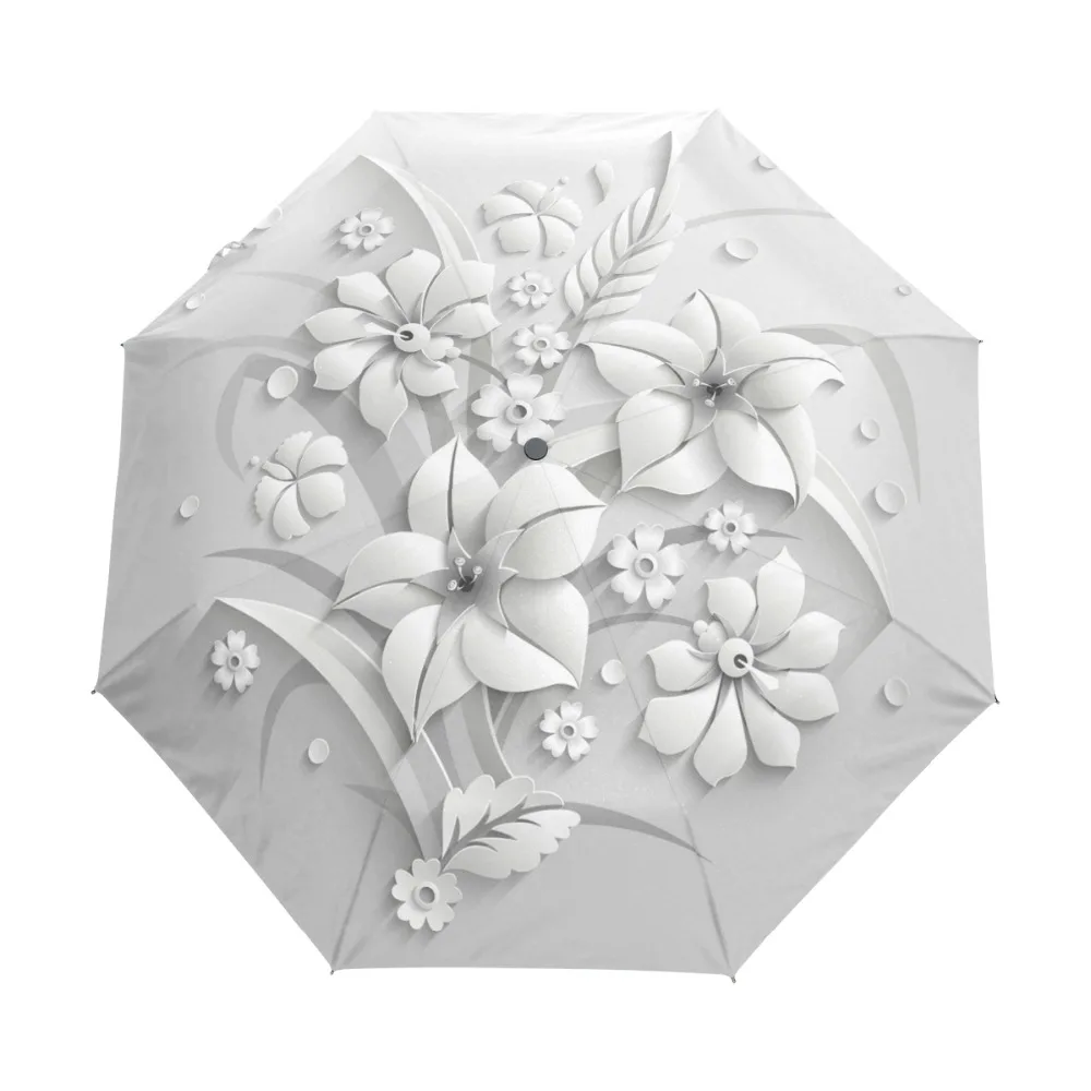 Полностью автоматический 3d зонт от солнца Chuva белый китайский складной с защитой