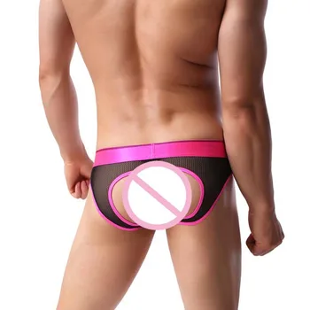 

2018 Sexy Men Briefs Hoop Hollow Gay Men's Underwear Jockstrap Imitate Transparent Mesh Mens G Strings Thongs Sexy Underwea