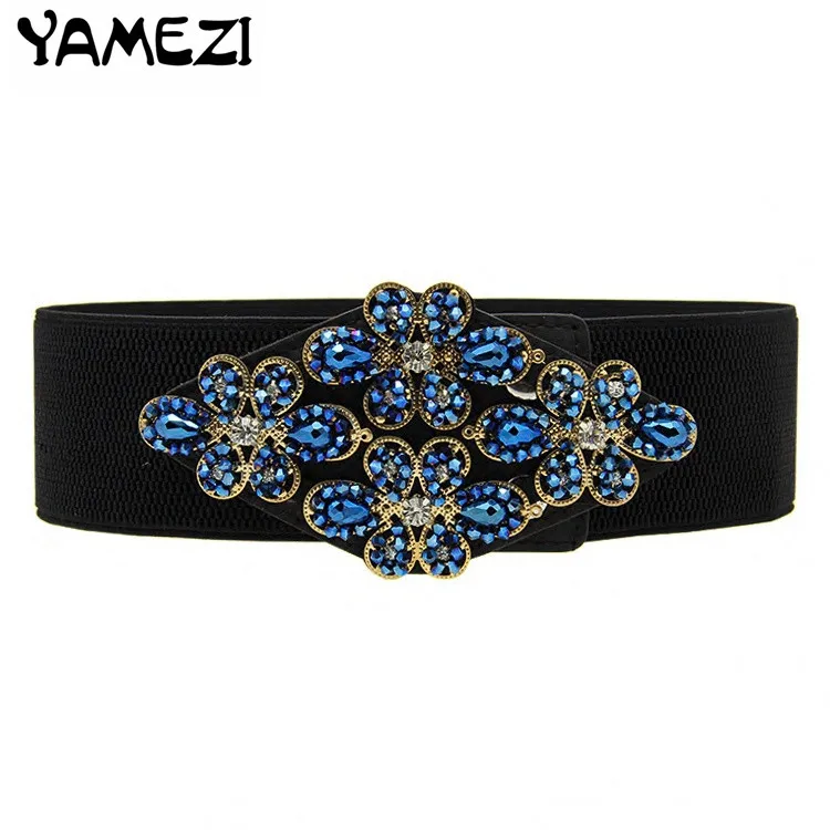Fashion Rhinestone stretch wide belt decoration girdle with diamond