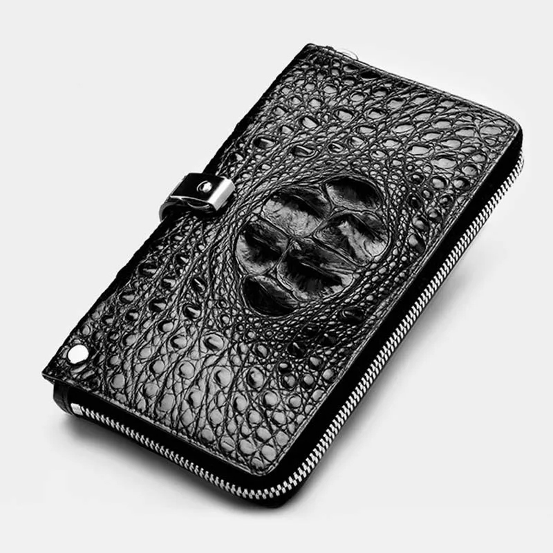 

2018 ouluoer Thai crocodile skin Handbag men's long purse real leather multi-card wallet fashion business casual men's bag