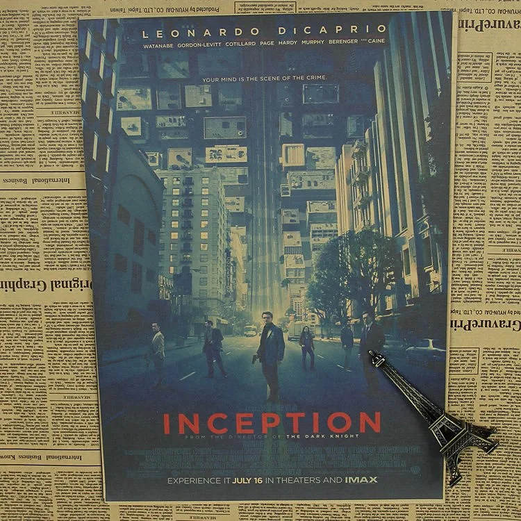 Pirates of the dream space Christopher Nolan Leonardo classic movie poster retro kraft paper painting Pirates of the dream space Christopher Nolan Leonardo classic movie poster retro kraft paper painting