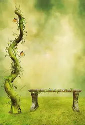 Laeacco сказочной дерево из ротанга цветы скамейка для фотографические фонов Индивидуальные фотографии фон для фото Studio