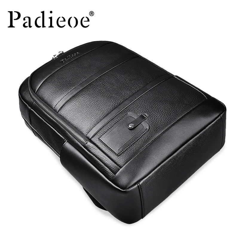 Padieoe роскошный бренд из натуральной коровьей кожи унисекс Рюкзаки Высокое качество сплошной цвет сумка для ноутбука большой емкости мужская дорожная сумка