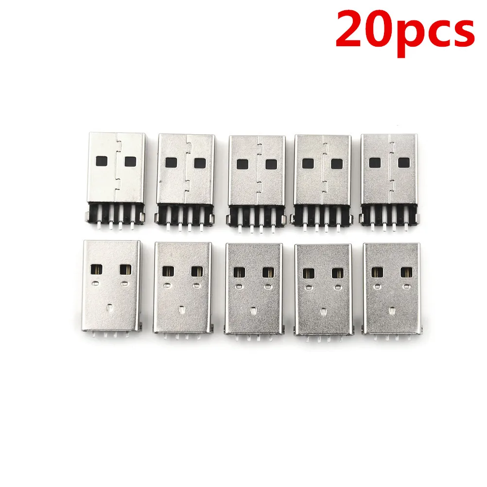 20pcs/lot USB 2.0 4Pin A Type Male Plug SMT Connector G49 for Data Transmission Charging