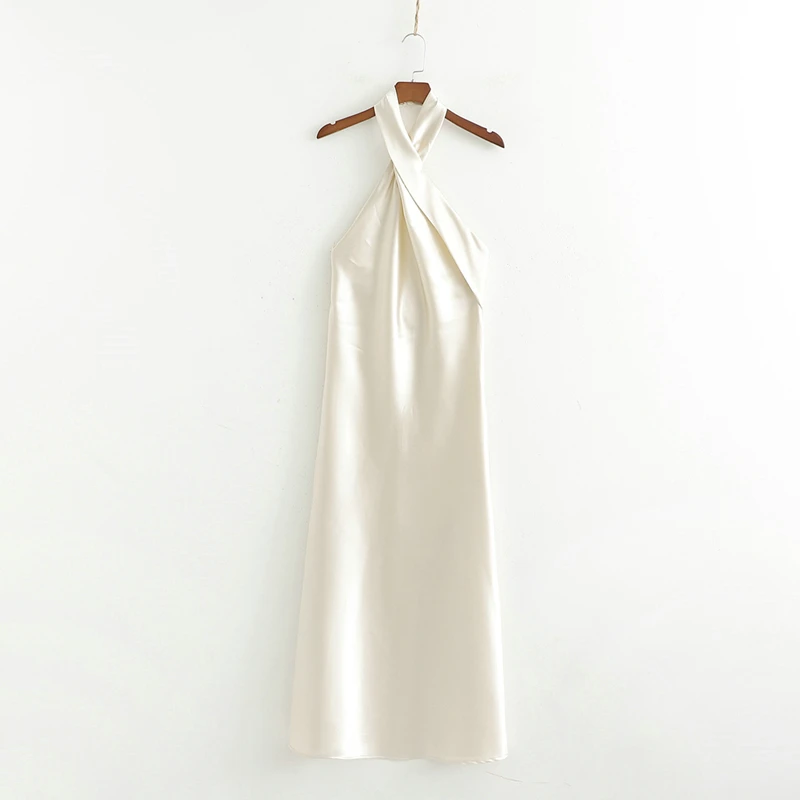 Tangada женское летнее платье без рукавов с перекрещивающимися бретельками, Новое поступление, элегантное сексуальное длинное платье макси, vestidos 1D254 - Цвет: Белый