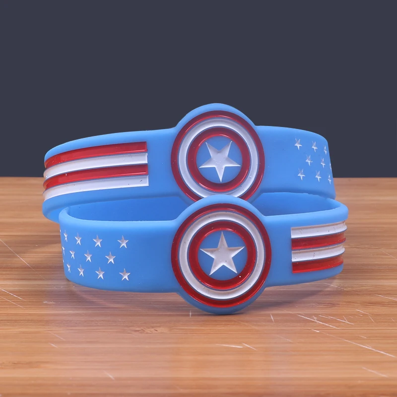 

2colors Captain America silicone bracelet china Blue and light blue Marvel comic hero rubber band Anime bangles Star wristband