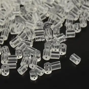 

Plastic Earring Earnuts Earrings Backs, Clear, Plastic, 3x3mm, Hole: 0.7mm; about 8000pcs/bag