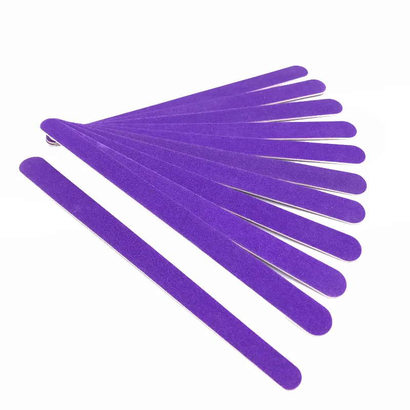 100 Pcs/Lot Wood Nail File Manicure Pedicure Buffer Sanding Files Crescent Purple Sandpaper 180/240 Grit Nail Art Salon Tools