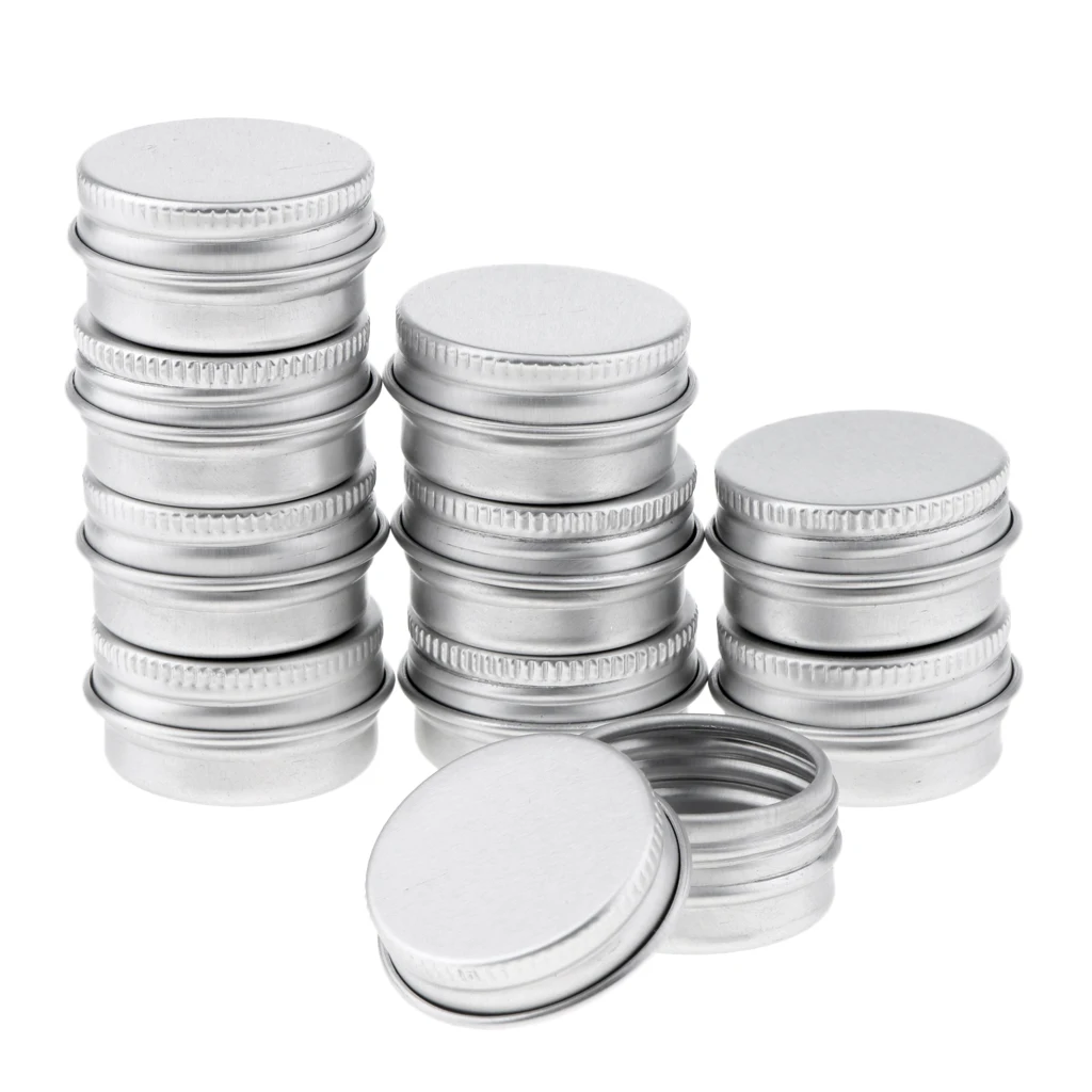 Lots 20pcs 5g Empty Cosmetic Pots Lip Balm Container Jar Small Powder Silver Aluminum Tins with Screw Lid