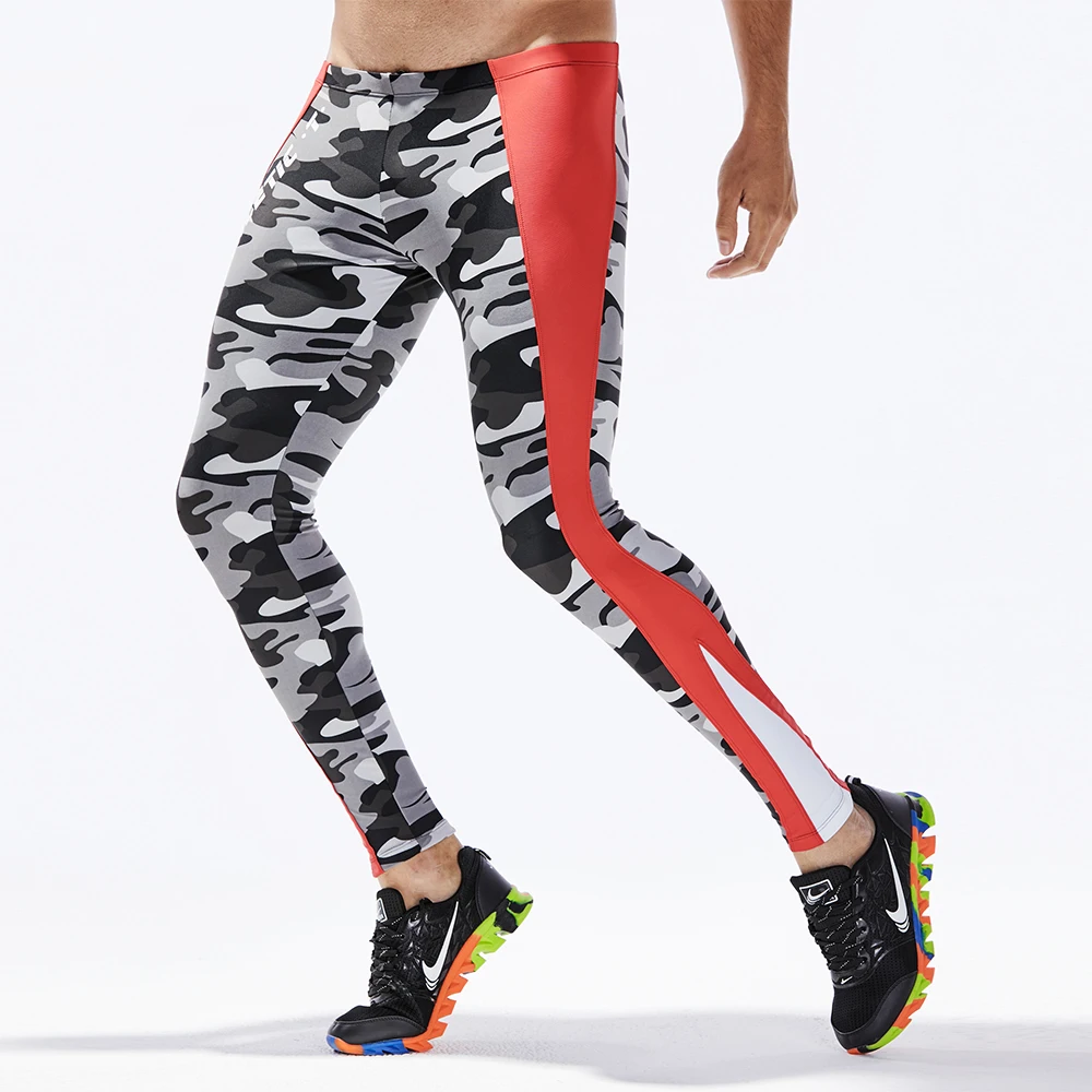 Newest Man Elastic Waist Running Pants Men Full Length Running Tights Training Sports Leggings Camouflage Print Tights for Men