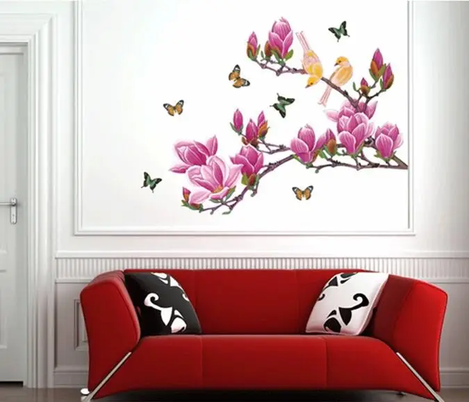 Бесплатная доставка съемный цветок домашний декор наклейки на стену Chaste magnolia