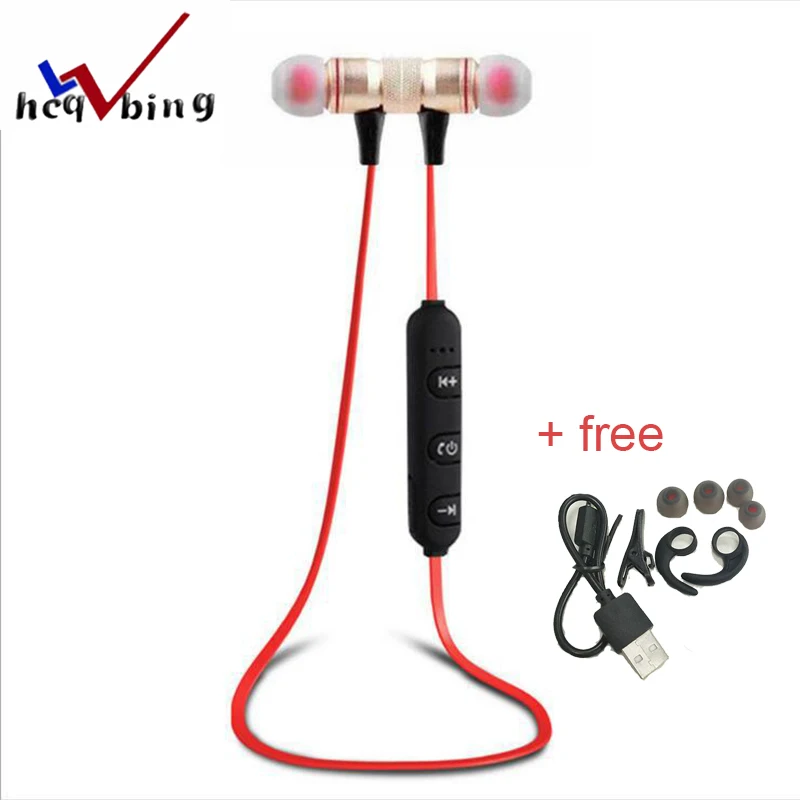 

HCQWBING In-ear Sports Bluetooth Headphone SweatProof Earphone Metal Earpiece Stereo Wireless Headset for iphone ios Android