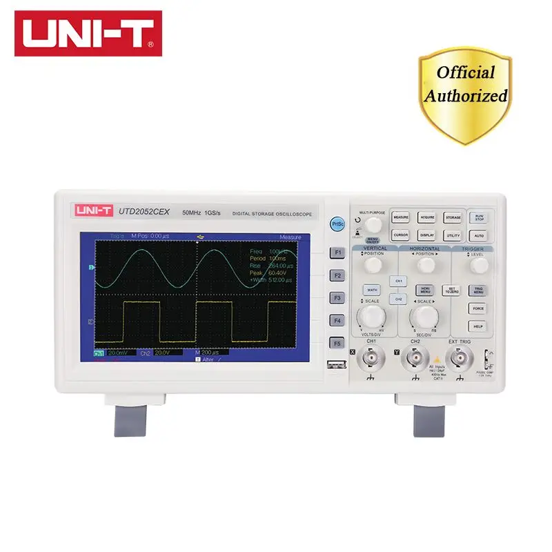 

UNI-T UTD2052CEX Digital USB Storage Oscilloscope 2CH 50MHz Bandwidth 1GS/s Sample Rate 7 inches Widescreen LCD displays