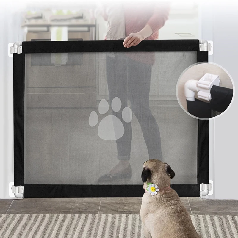 Pet Dog Cat Paw Print Door Fence Isolation Net Portable Assembly Safety Protection Fence Pet