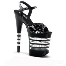 20 см пикантные заклепки обувь супер звезда, каблук 8 дюймов, летние сандалии полосатый Кристалл танцевальная обувь