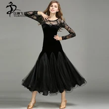 Ballroom Dance Dresses For Women Black Color Lace Fabric Foxtrot/ Tango/ Waltz Dance Competition Dress Waltz Standard Costumes