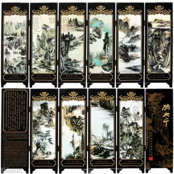 

Chinese collection Lacquer ware painting beauty folding screen Unique Romance