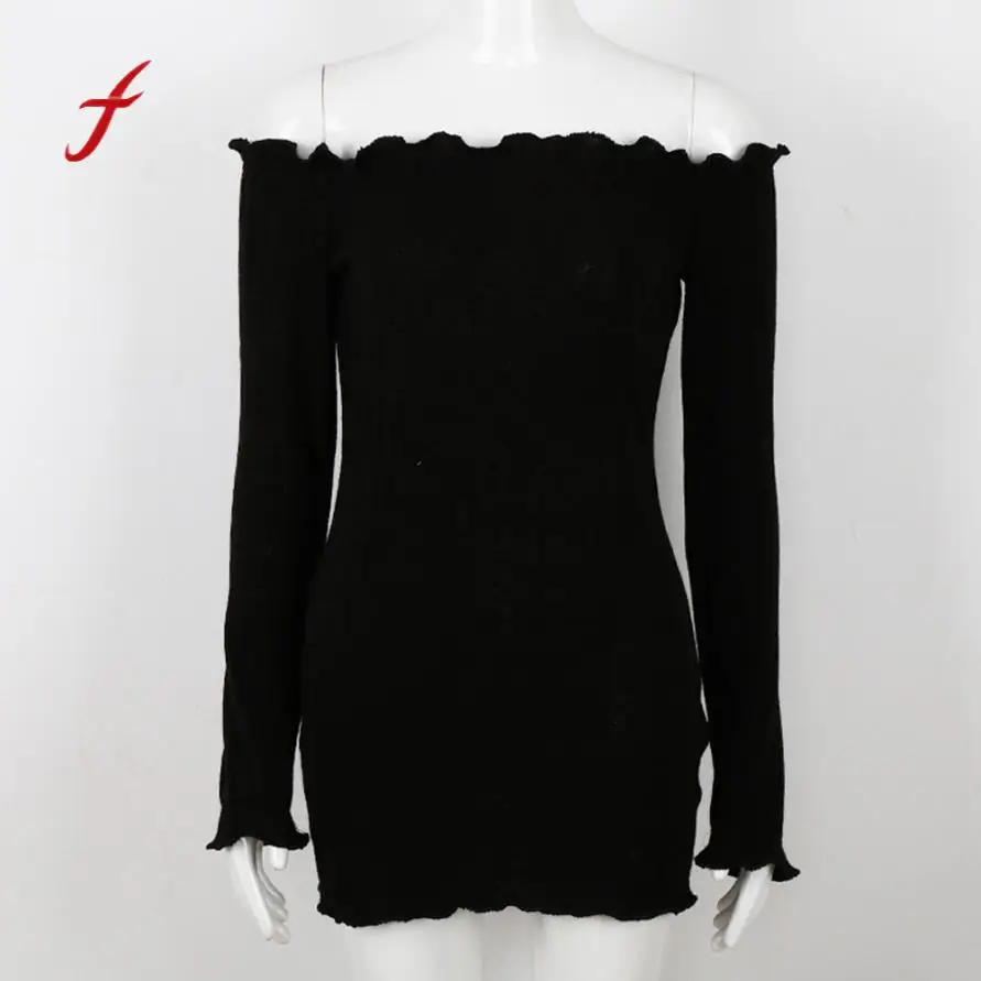 

Womens Off Shoulder Knitted Bodycon Party Ladies Cocktail Bandage Mini Dress