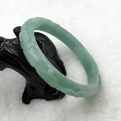 

0337 China Hand-carved Green Emerald Green Jadeite Jade Bracelet Bangle