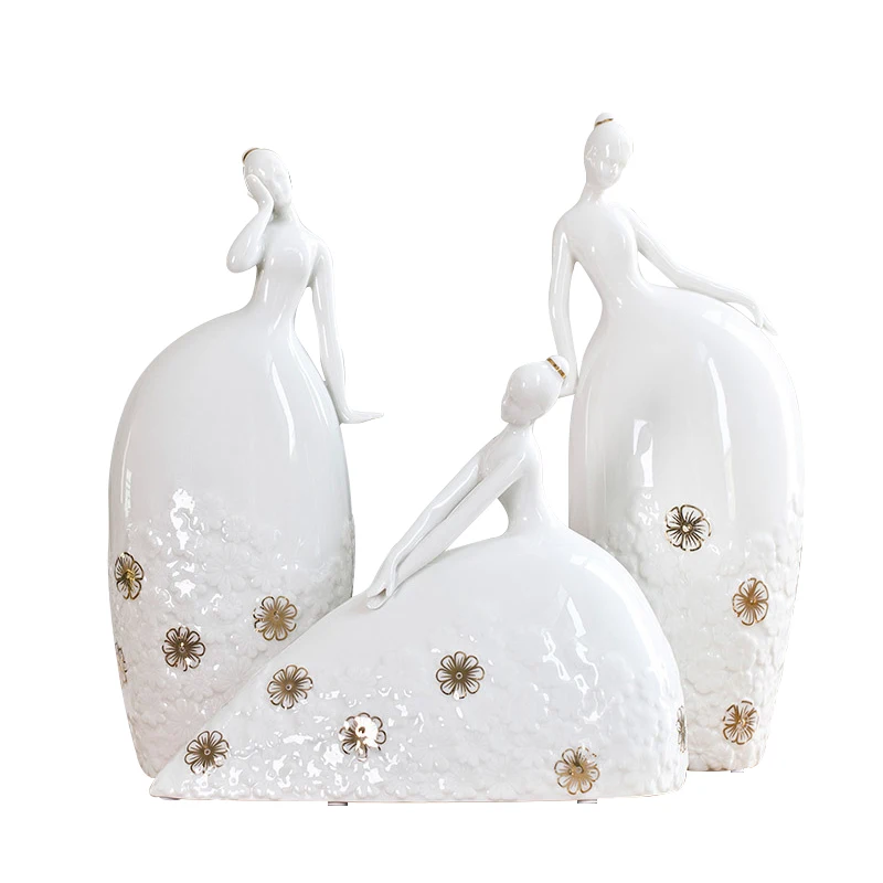 

1Set Cute Ballet Girl Model Figurines Ceramic Craft Girl Ornaments Miniatures Weeding Home Decoration Accessories Birthday Gifts