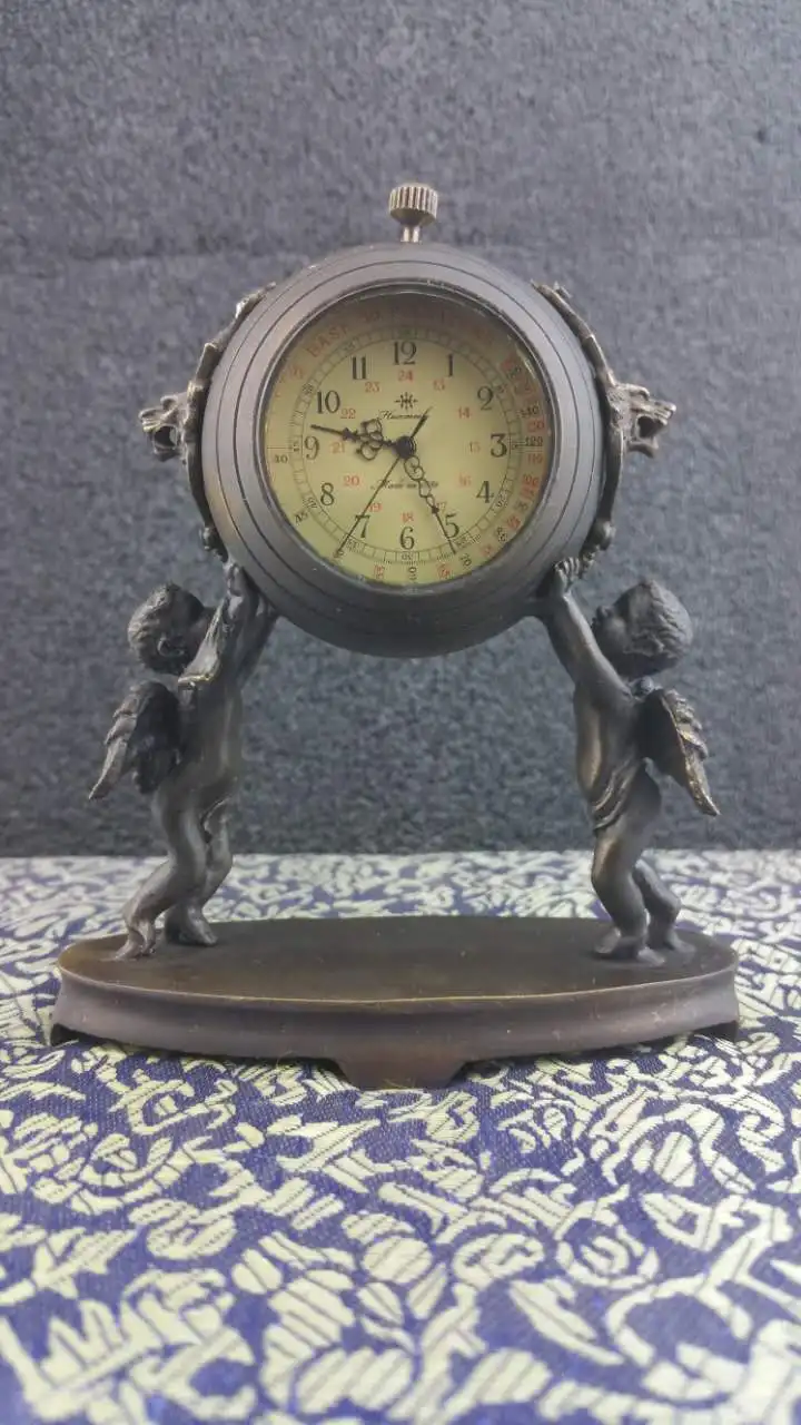 Изысканный Древние китайские медь механические часы таймер двух мальчиков ангел часы и часы