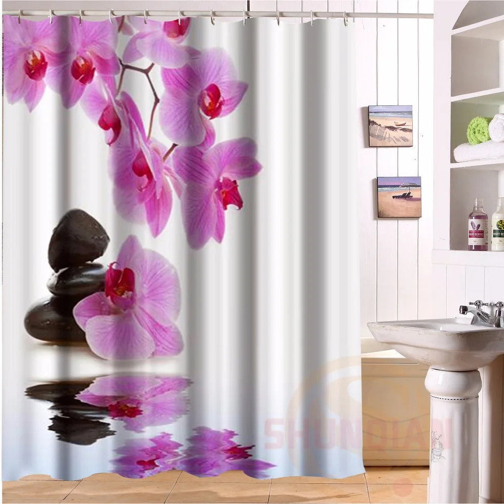 Vixm Stronghold orchid Stock Shower Curtain Polyester Fabric Bathroom Bath Curtainin Shower