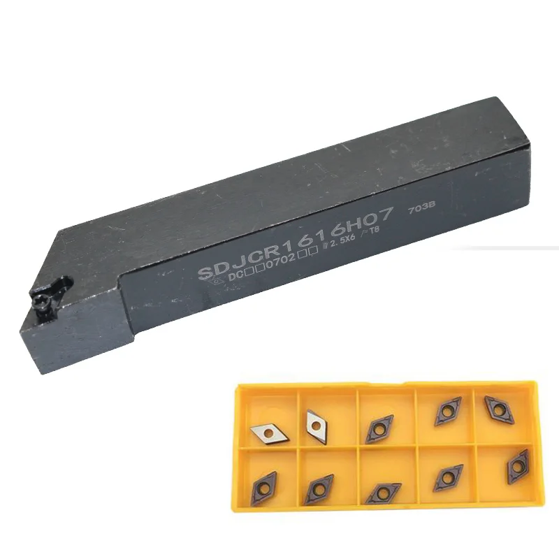 

1pcs SDJCR1616H07 Turning Holder and DCMT070204 10pcs Carbide Turning Insert CNC Lathe Turning Tool Set