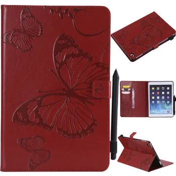 

3D Butterfly Embossed Tablet Stand Case For iPad Air 1 2 iPad 2017 2018 Magnetic Flip PU Leather Tablet Cover Sleeve+ Stylus Pen