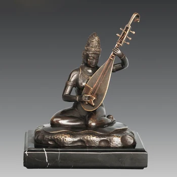 

Bronze Saraswati Sculpture Hindu Mythology Wisdom Wealth Goddess India Buddha Figurine Bronze Statue for Business Gift