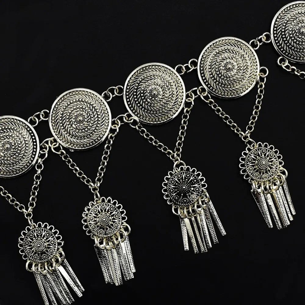 Gypsy Vintage  Dance Waist  Chain Tassel Coin Belly  Carving Flower Turkish Boho Sexy Dress Belt Hippie Festival Tribal Jewelry