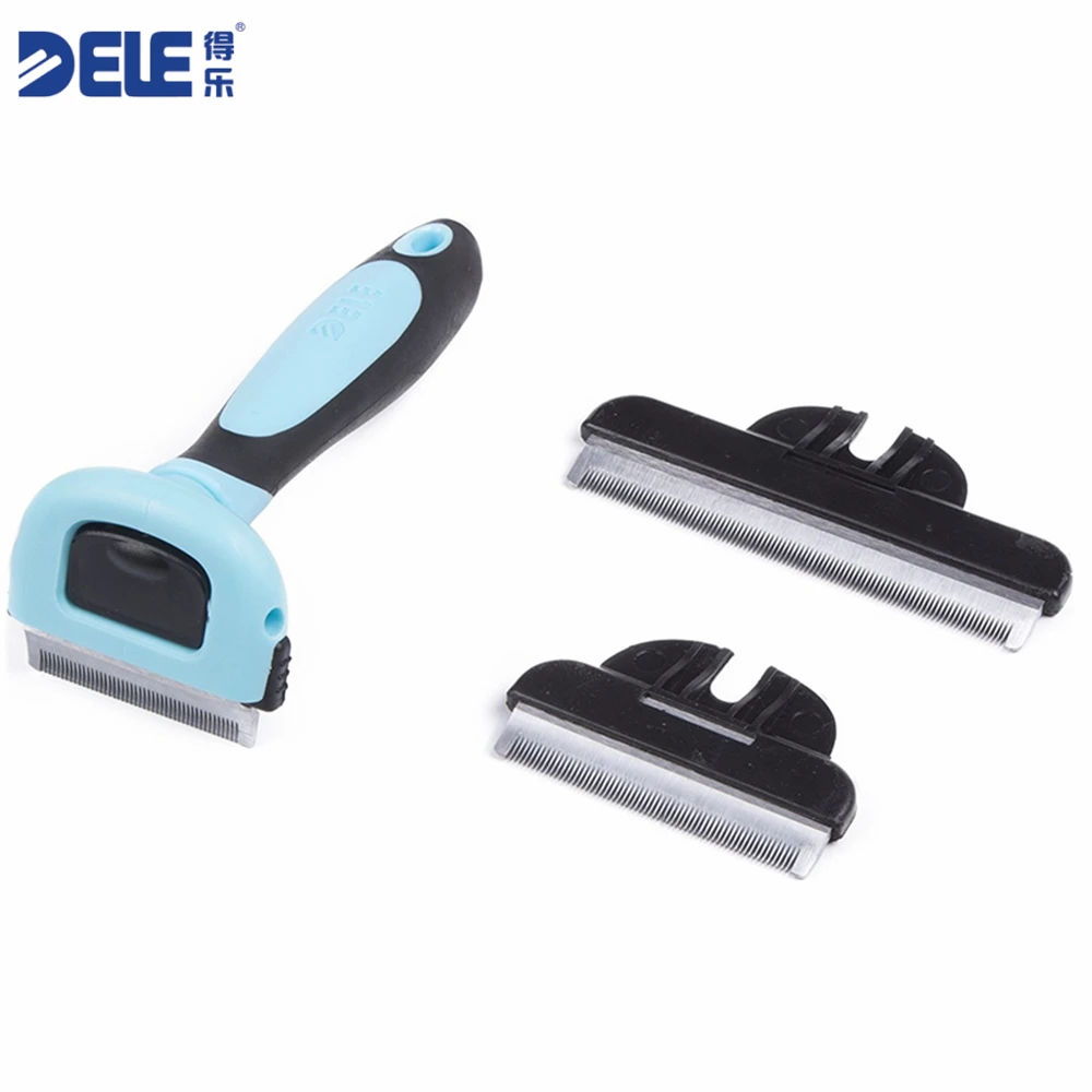DELE 3 Sizes Pet Reduces Shedding Dog Brush Stainless Steel Detachable