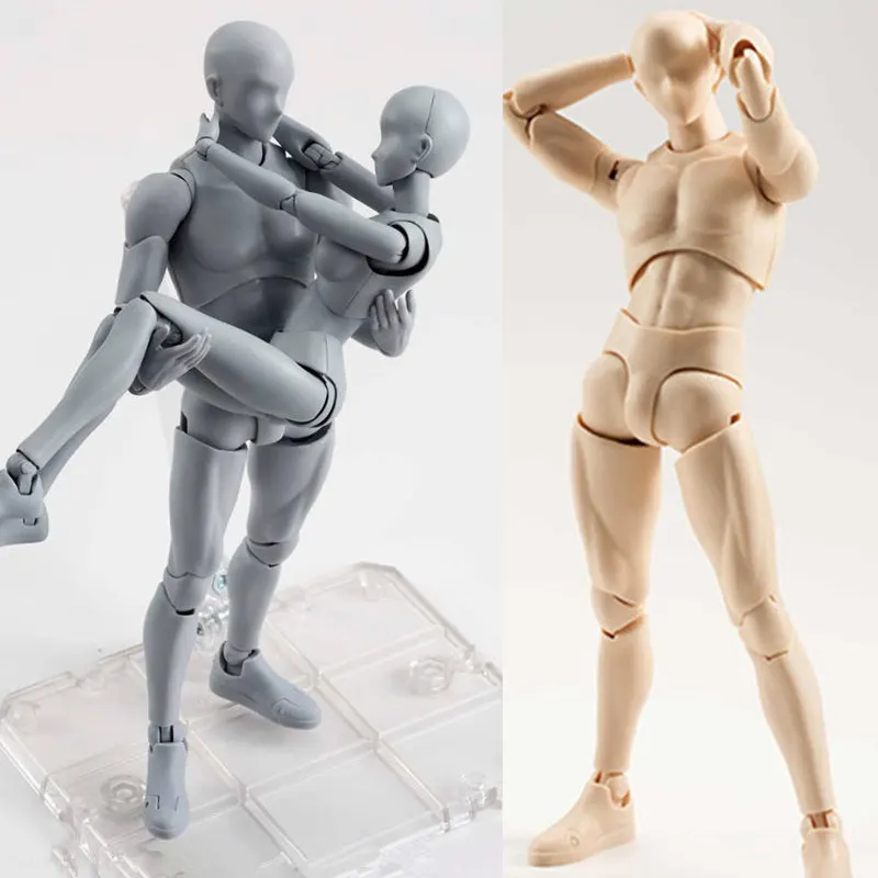Hot Sale 1pcs Figma Archetype He She PVC Action Figure Human Body Joints Male Female Nude Movable Dolls Anim