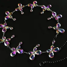 Женские серебряные ювелирные изделия с кисточками металлический цепной ремень на талию для танца живота платье с кристаллами бабочки лотоса камелии лисы