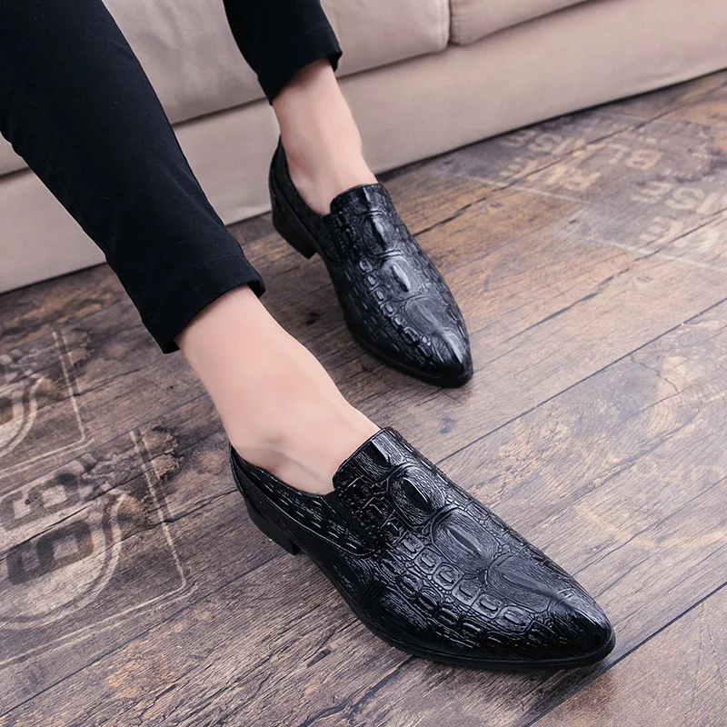 

Mens Leather Pointed Toe Business Formal Dress Shoes Wedding Loafers H18