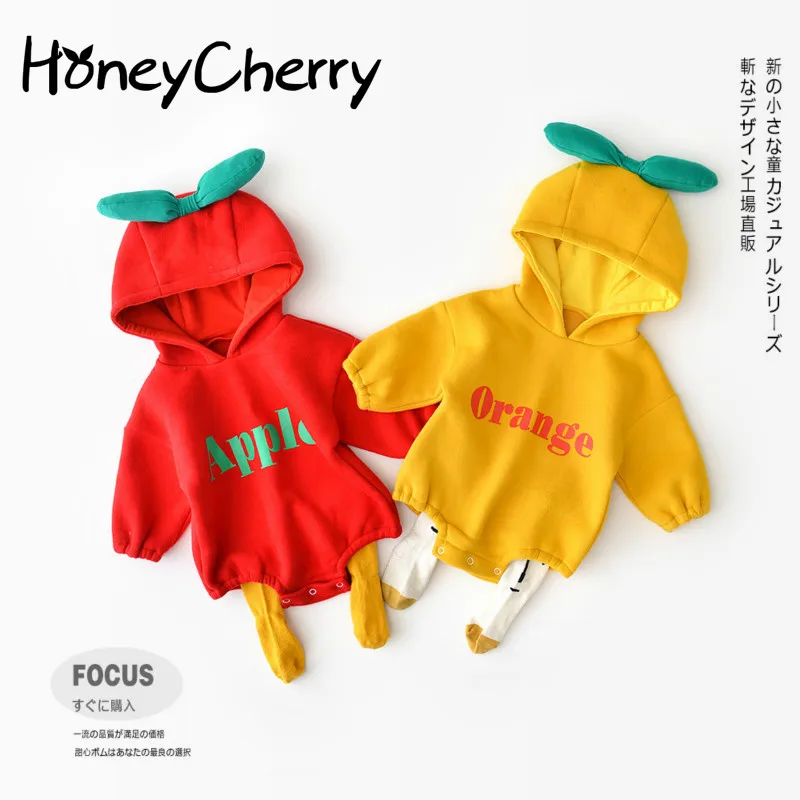 

Children's Bodysuits Winter Clothing, Baby Boy Cartoon Fruit Alphabet Triangle Climbing Suit Baby Girl Clothes Baby Bodysuits