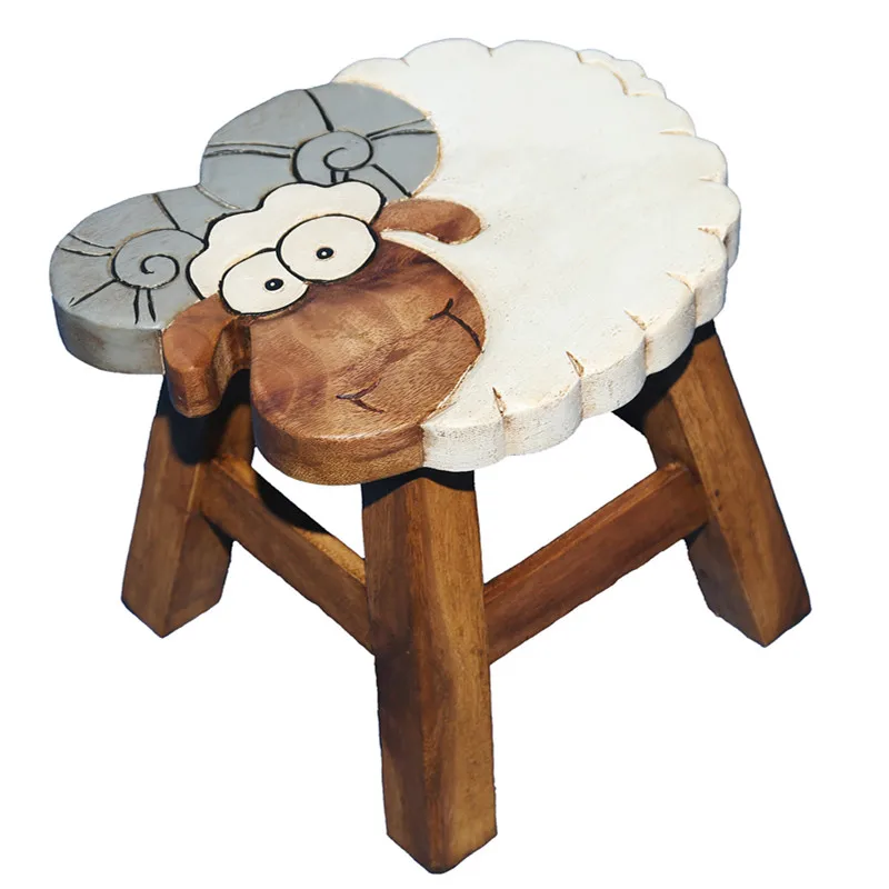 Us 59 0 Portable Wooden Small Kids Stool Chair For Children Furniture Hand Carved Acacia Hardwood Decorative Short Animal Stool Child In Children