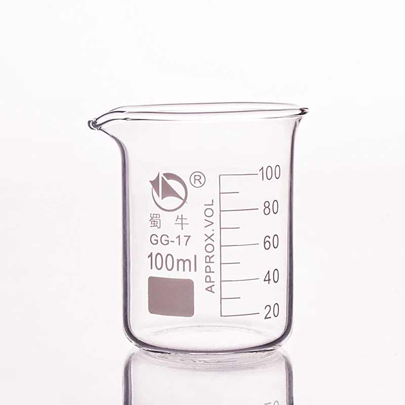 5pcs Beaker in low form,Capacity 100ml,Outer diameter=52mm,Height=72mm