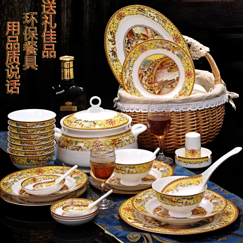 christmas Chinese bowl dishes set Jingdezhen Bone China dish glaze