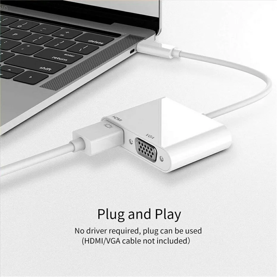 Basix USB Type C hub to HDMI VGA Adapter 3