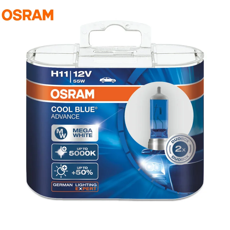 Improve Colonel world Osram Cool Blue Advance H1 H3 H4 H7 H9 H11 9005 9006 Hb3 Hb4 9003 12v 5000k  Mega White Halogen Bulbs Car Headlight Fog Lamp, 2x - Car Headlight  Bulbs(halogen) - AliExpress