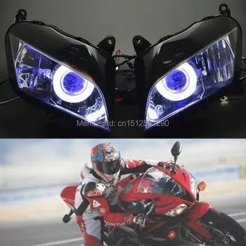 

White Angel Eyes Blue Demon Eyes HID Assembly Projector Headlight fit for CBR600 RR 2007-2012 CBR600RR 07 08 09 10 11 12