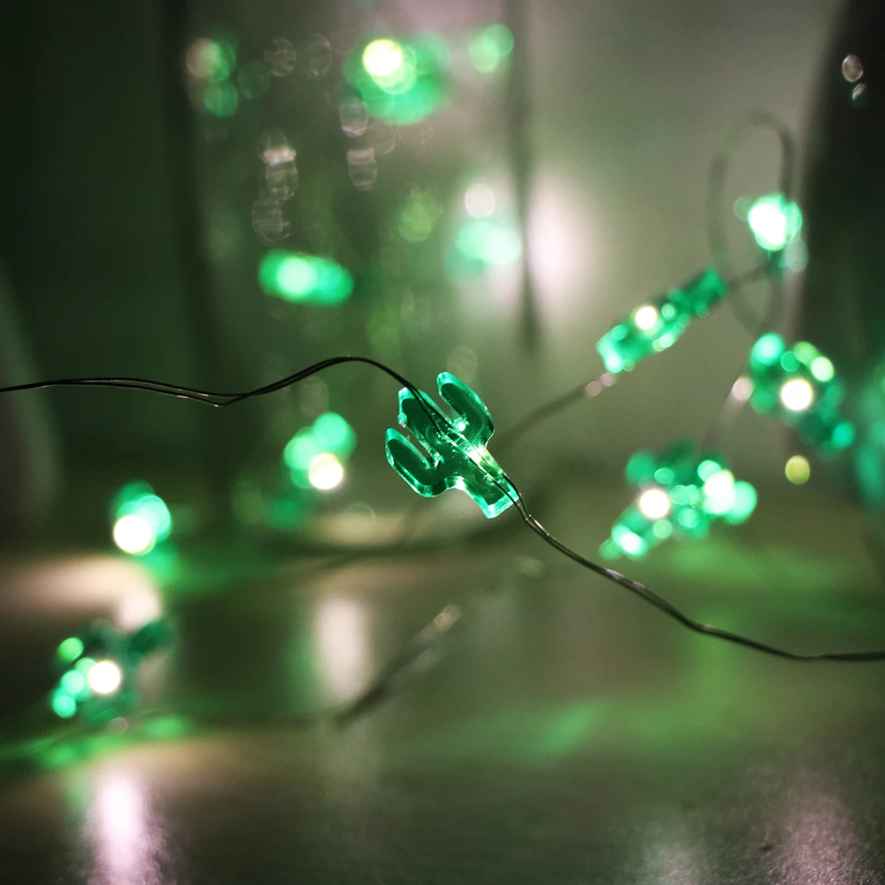 

Green Cactus Shape String Lights 3 Meters 30 LED Copper Wire Decorative Lamp Room Outdoor Lighting Christmas Fairy Night Light